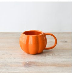 ORANGE CERAMIC PUMPKIN MUG