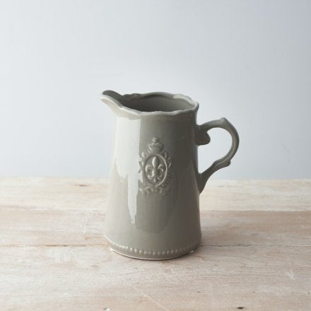 CERAMIC FLEUR DE LIS JUG 18cm
