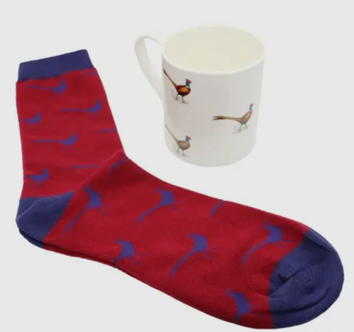 PHEASANT FINE BONE CHINA MUG & SOCK GIFT SET