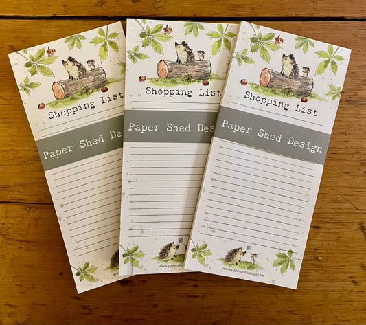 MAGNETIC NOTEPAD - Hedgehog on Log - Shopping List 🦔