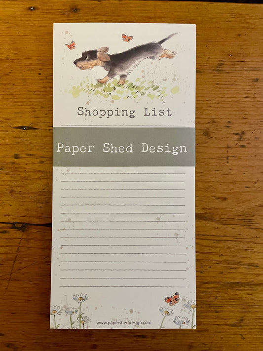 MAGNETIC NOTEPAD - Running Dog with Butterflies