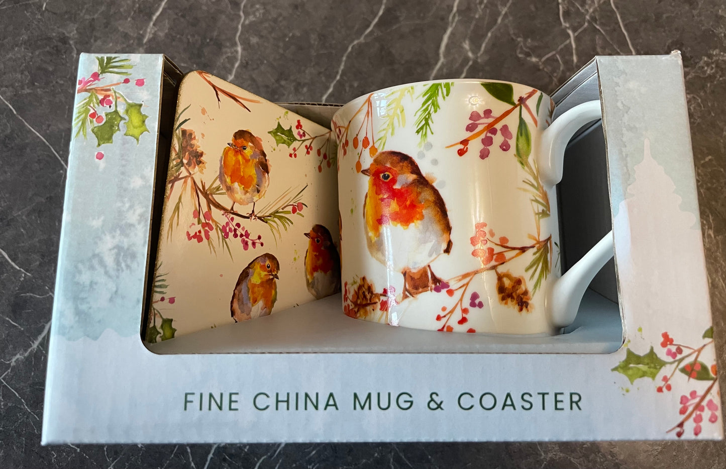 WINTER ROBIN & COASTER SET