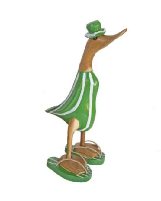 DUCK WITH GREEN SWIMSUIT, HAT AND FLIP FLOPS !