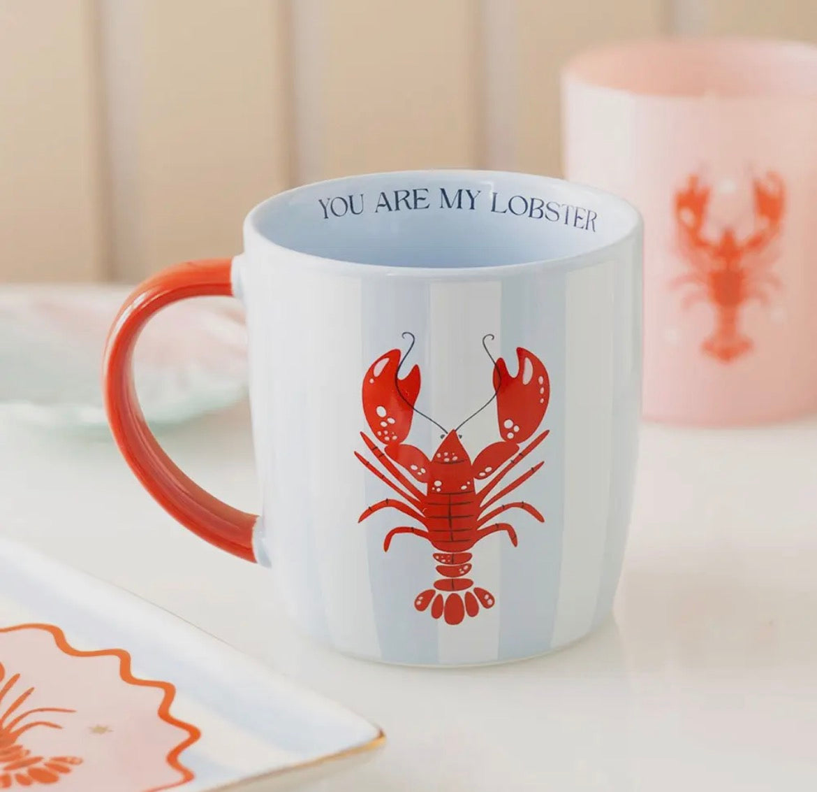 YOU ARE MY LOBSTER STRIPED MUG ( matches the lobster keyring)