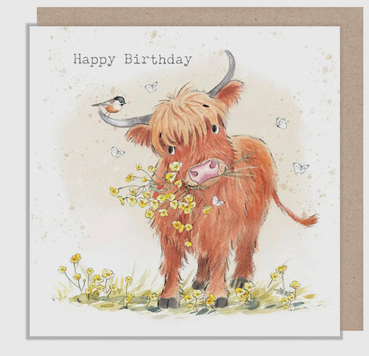 BIRTHDAY CARD - HIGHLAND COW