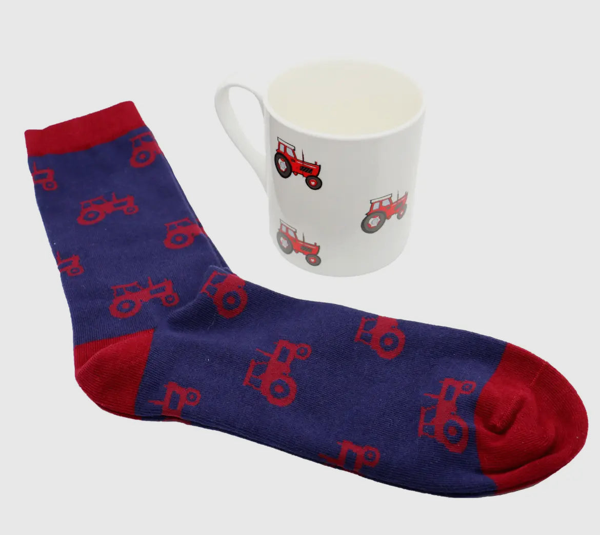 TRACTOR FINE BONE CHINA MUG & SOCK GIFT SET