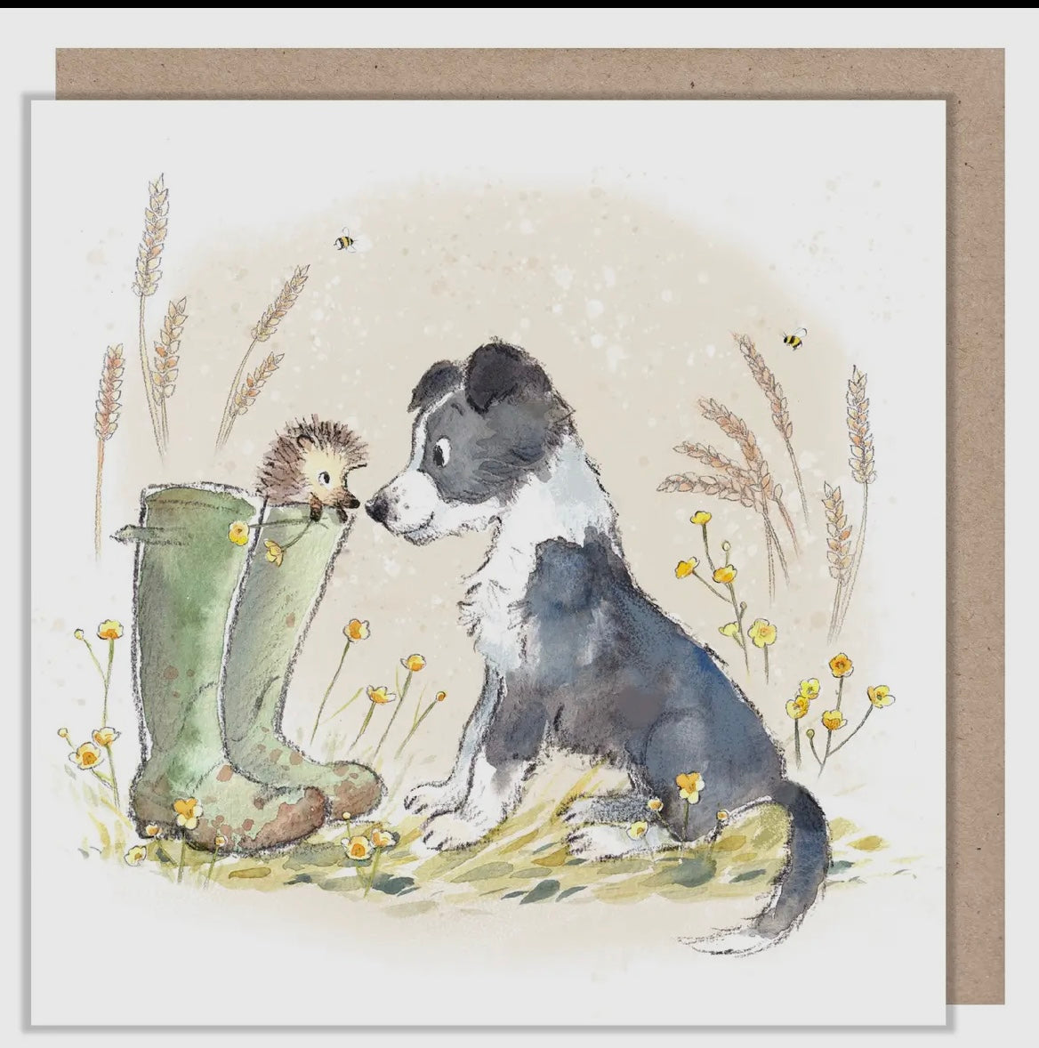 DOG & HEDGEHOG- Blank card from Buttercup Farm range