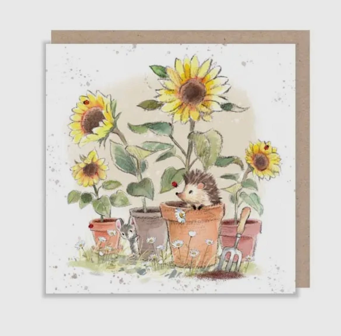 HEDGEHOG & SUNFLOWERS- Blank card