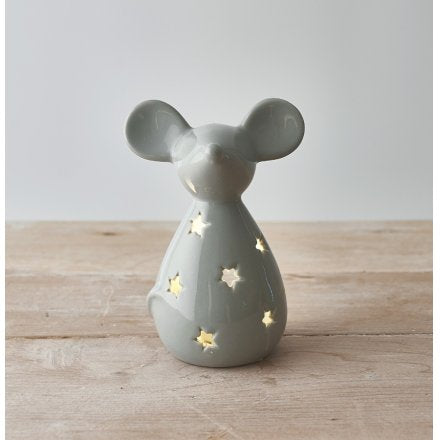 GREY CERAMIC MOUSE T-LIGHT 🐭