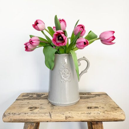 CERAMIC FLEUR DE LIS JUG 18cm