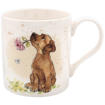 DOG WITH ROSE MUG